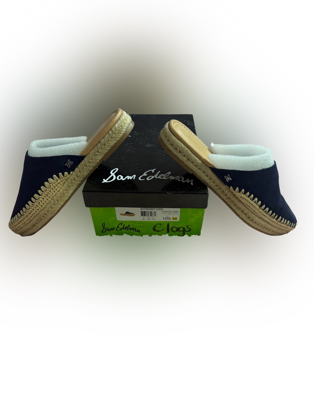 Sam Edelman Austin Navy Suede Espadrille Clogs- Size 10.5